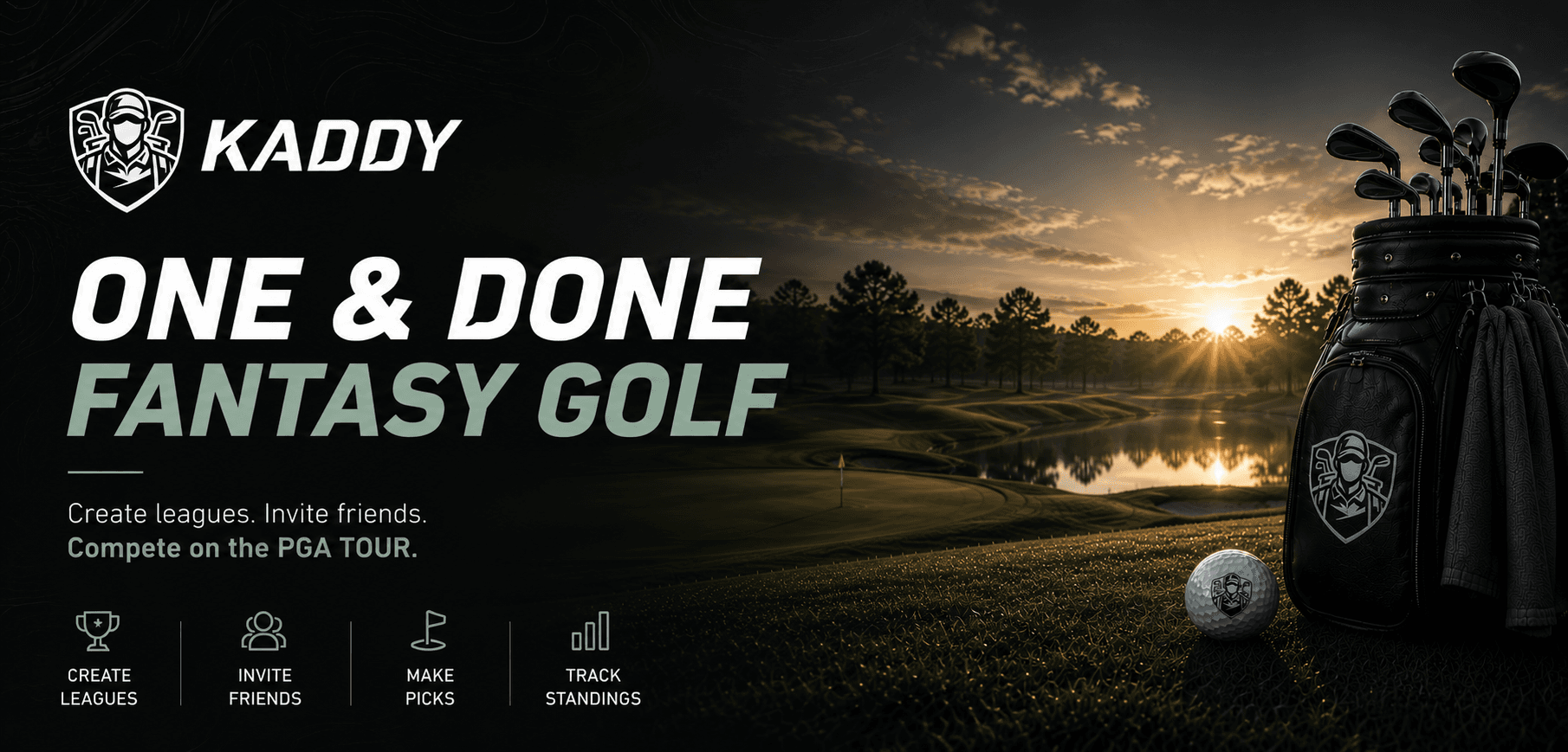 Kaddy One & Done fantasy golf league dashboard preview